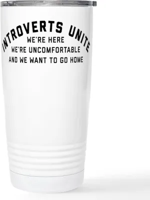 CafePress Introverts Unite 16 Oz Stainless Steel Travel Mug 20 oz. Insulated Stainless Steel Coffee Tumbler