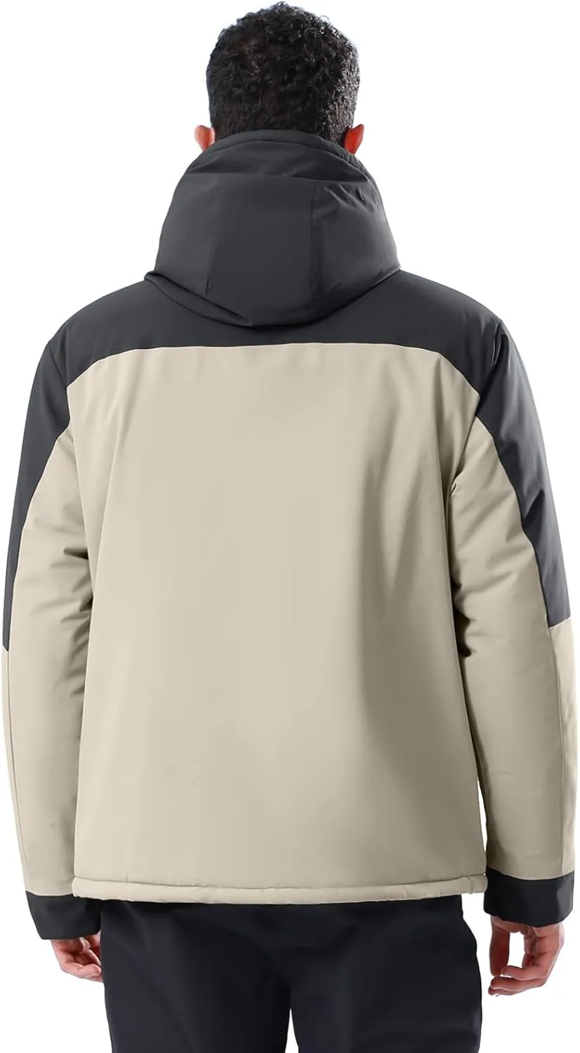 CAMEL CROWN Men's Winter Ski Jacket Mountain Snow Coats Waterproof Detachable Hood Windproof Fleece Rain Jackets
