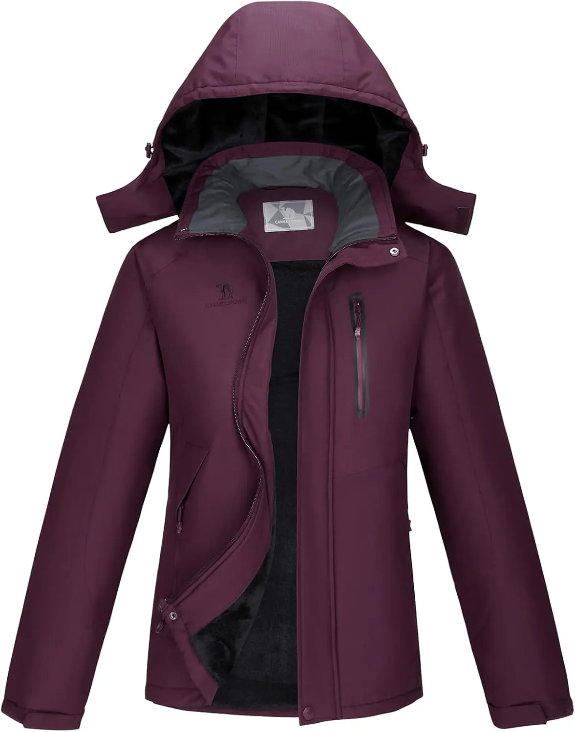 CAMEL CROWN Women's Warm Winter Ski Jackets Waterproof Snow Coat with Hood Mountain Windproof Rain Jacket