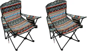 Camp Chair | Set of 2 | Folding Portable Outdoor Lawn Chair for Camping or Beach | Attached Bottle Opener | Lightweight Festival Chairs for Adults (RV Southwest)