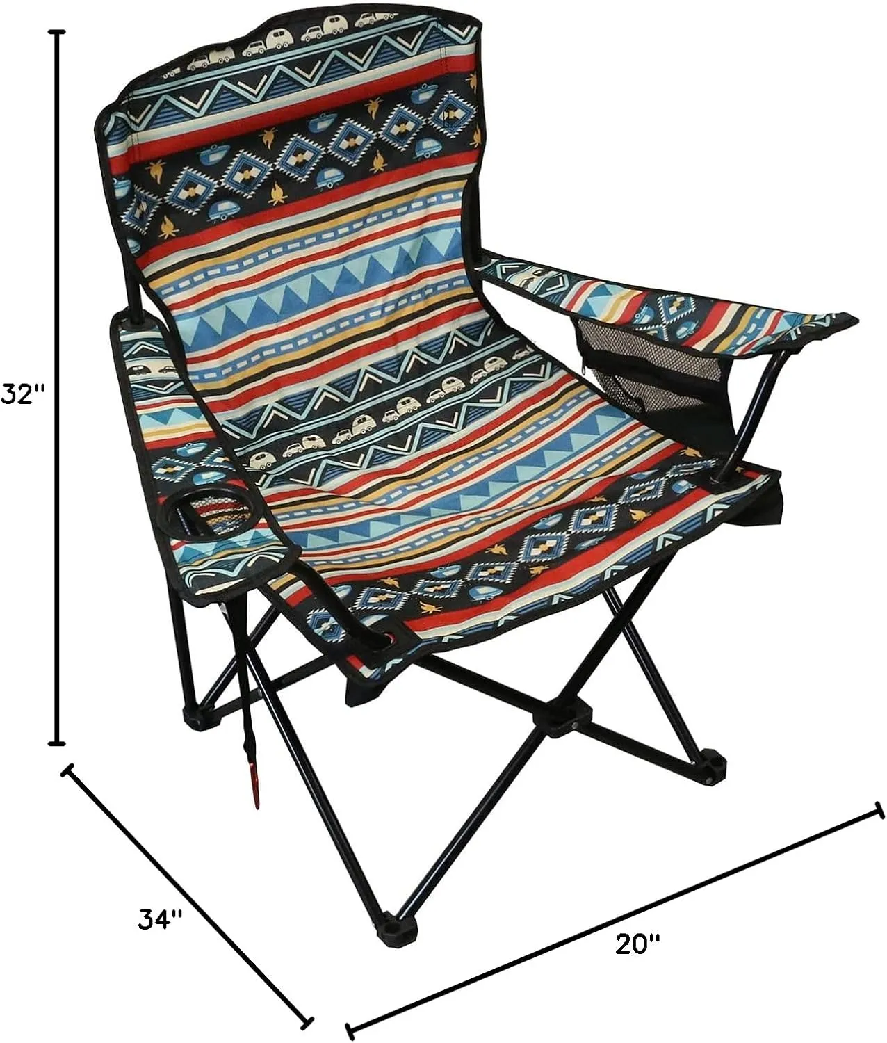 Camp Chair | Set of 2 | Folding Portable Outdoor Lawn Chair for Camping or Beach | Attached Bottle Opener | Lightweight Festival Chairs for Adults (RV Southwest)