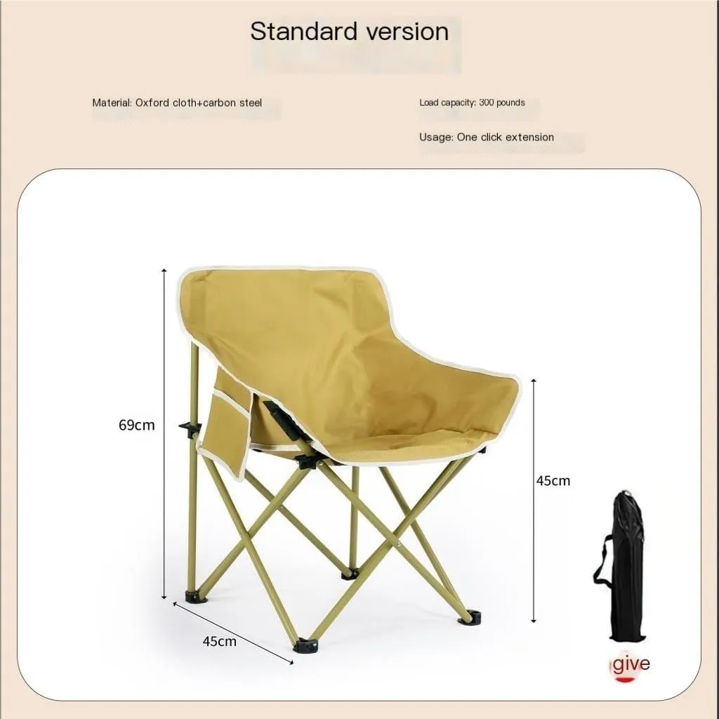 Camp Stool Camping Folding Moon Chair Chair Outdoor Portable High Back Chair Home Dining Table Night Market Stall Camping Stool(G)