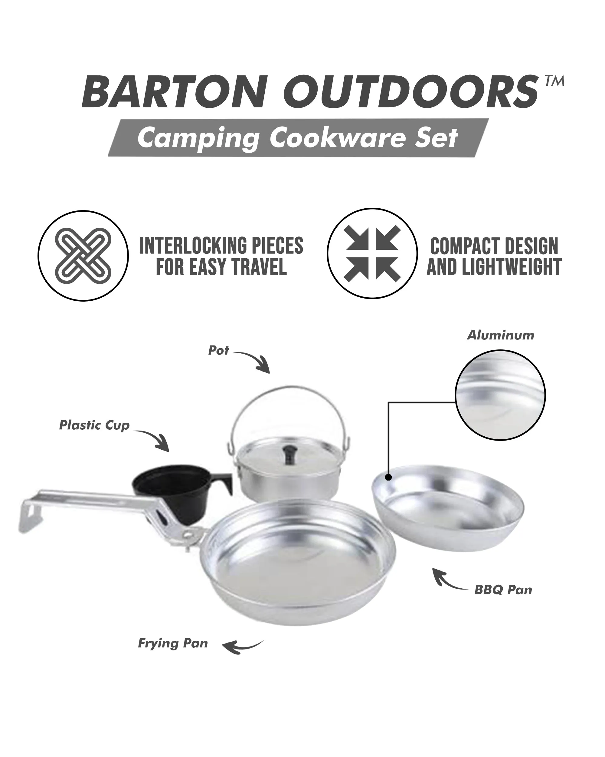 CampCore 3-Piece Cookware Set – Compact Aluminum Cooking Kit