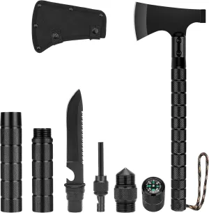 Camping Axe, Folding Portable Survival Hatchet/Shovel Multi-Tool, Tactical Tomahawk with Hammer for Outdoor Hunting Hiking Camping