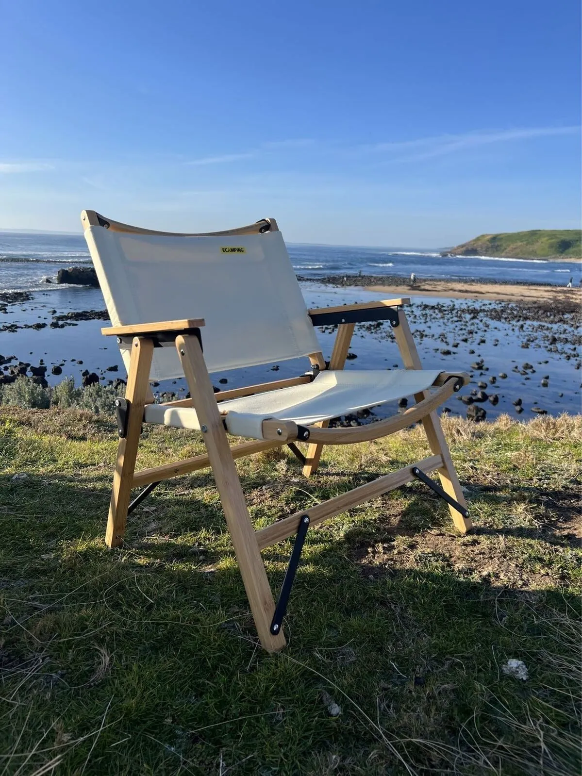 Camping Bamboo Khaki/Beige Canvas Foldable Dual-purpose Picnic - Outdoor Park 4x Risk-free Wooden Chair