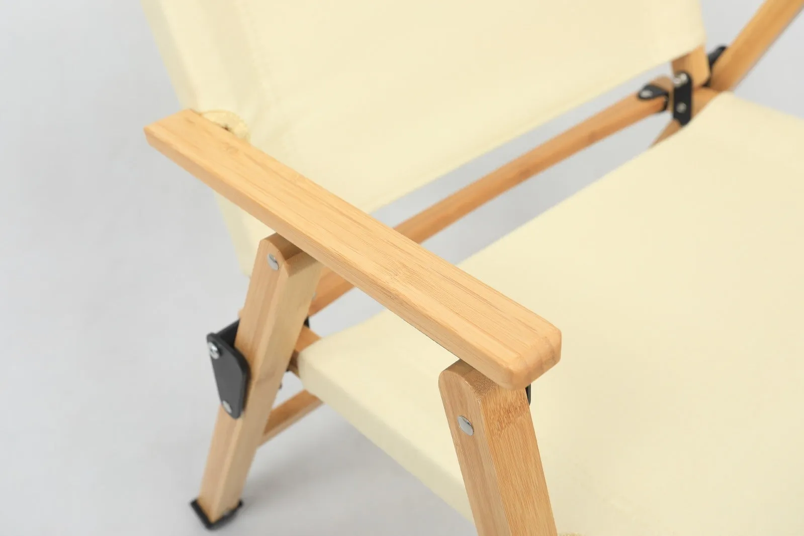 Camping Bamboo Khaki/Beige Canvas Foldable Dual-purpose Picnic - Outdoor Park 4x Risk-free Wooden Chair