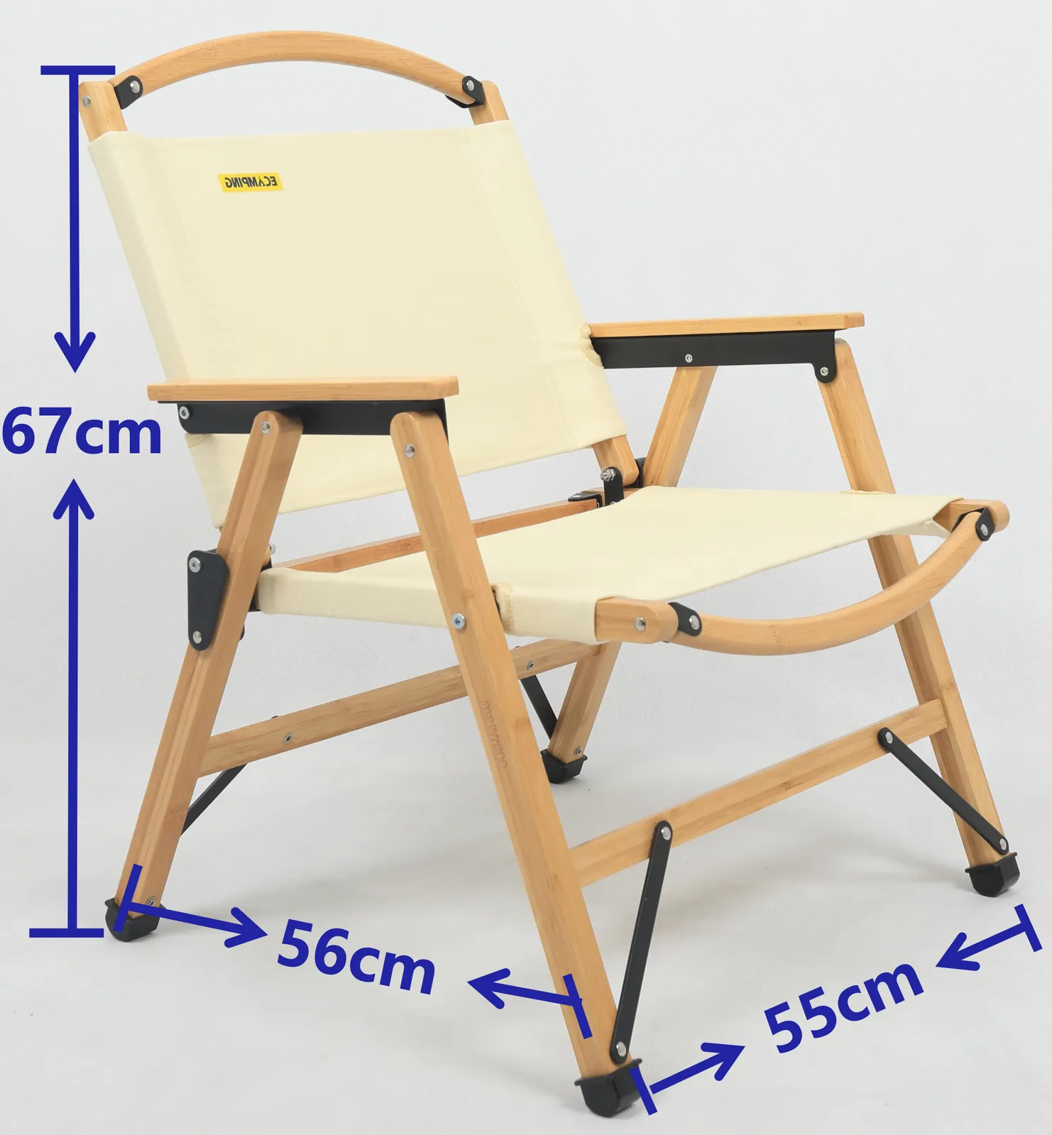 Camping Bamboo Khaki/Beige Canvas Foldable Dual-purpose Picnic - Outdoor Park 4x Risk-free Wooden Chair