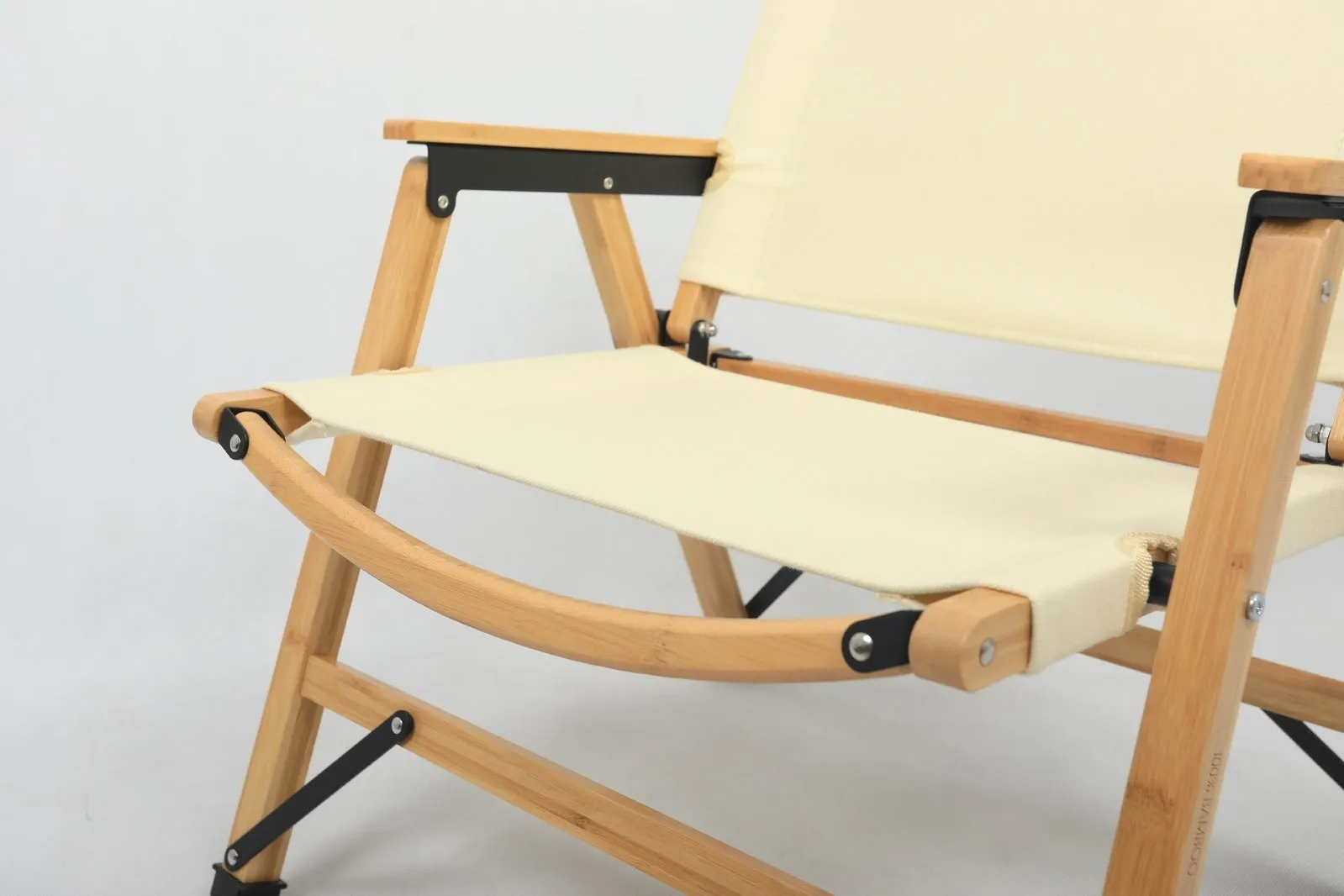Camping Bamboo Khaki/Beige Canvas Foldable Dual-purpose Picnic - Outdoor Park 4x Risk-free Wooden Chair