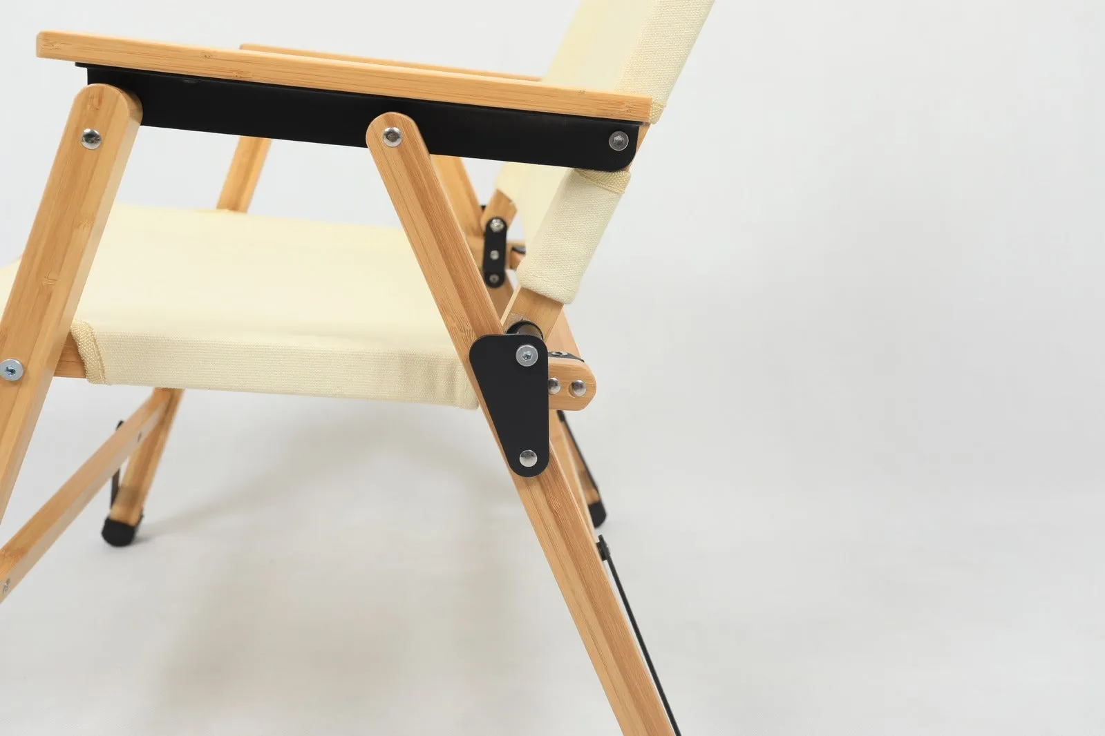 Camping Bamboo Khaki/Beige Canvas Foldable Dual-purpose Picnic - Outdoor Park 4x Risk-free Wooden Chair
