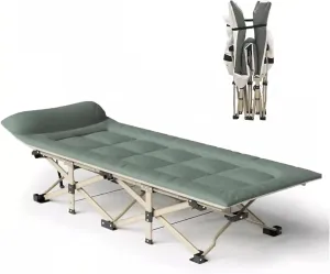 Camping Bed Extra Wide Camping Cots Load 551lbs Foldable Bed with Mattress Guest Bed for Home,Office Nap and Outdoor Beach