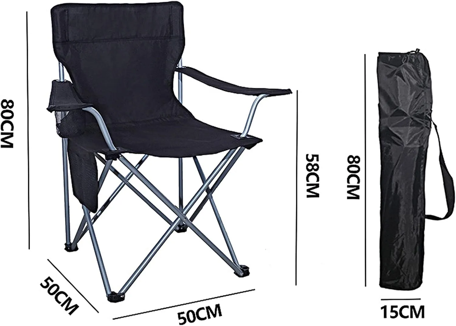 Camping Chair, Armchair Folding Chair with Mesh Bag with Cup Holder, for Camp, Fishing, Hiking, Outdoor, Beach,Carry Bag BBQ,1