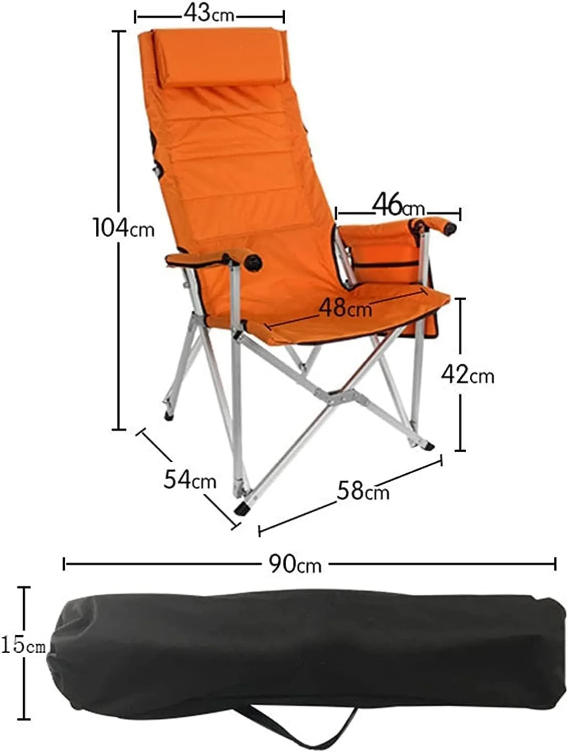 Camping Chair Camp Chair Fishing Chair with Foldable Backrest Camping Ultralight Aluminum Tube Seat Stool with Soft Armrest Outdoor Break Recliner Folding Chairs Outdoor Fishing Chair (Colo