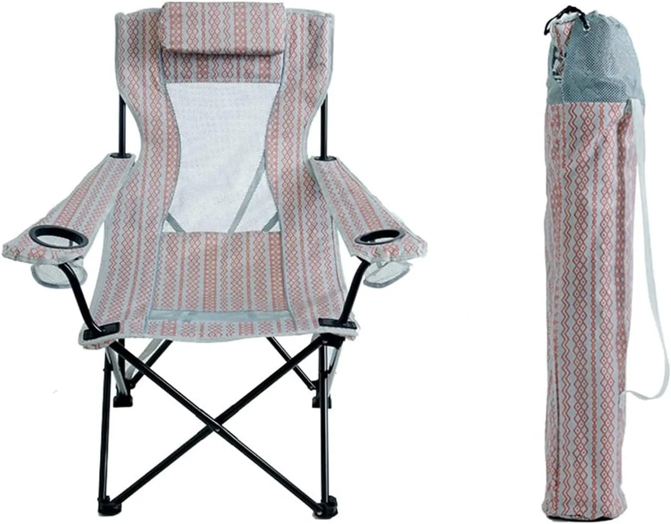 Camping Chair Folding Beach Chair with Carry Bag Fishing Seat Portable Sturdy Lazy Lounger Chair Mesh Backrest Lunch Break Stool Folding Chair