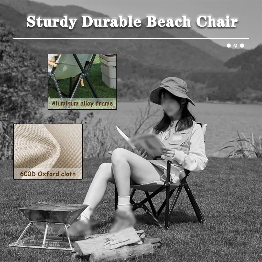 Camping Chair Lounge Chair Portable Aluminum Alloy Outdoor Fishing Chair, Easy to Store Foldable Beach Chair, Heavy Duty Compact Camping Chair, Load Bearing 260lb
