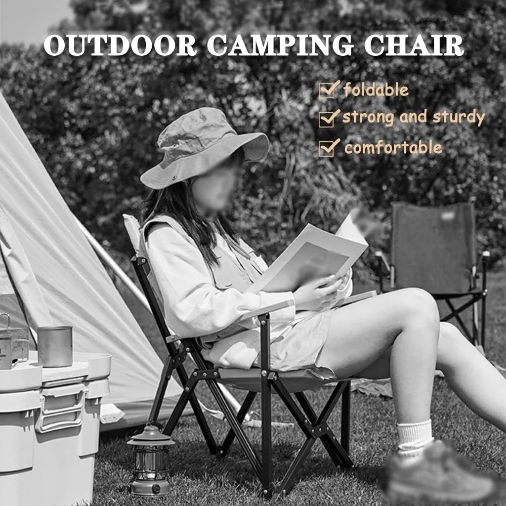 Camping Chair Lounge Chair Portable Aluminum Alloy Outdoor Fishing Chair, Easy to Store Foldable Beach Chair, Heavy Duty Compact Camping Chair, Load Bearing 260lb