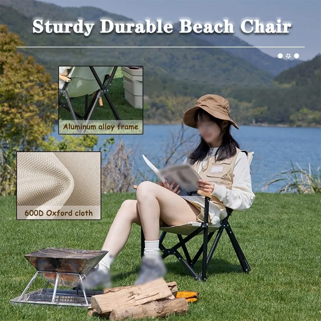 Camping Chair Lounge Chair Portable Aluminum Alloy Outdoor Fishing Chair, Easy to Store Foldable Beach Chair, Heavy Duty Compact Camping Chair, Load Bearing 260lb