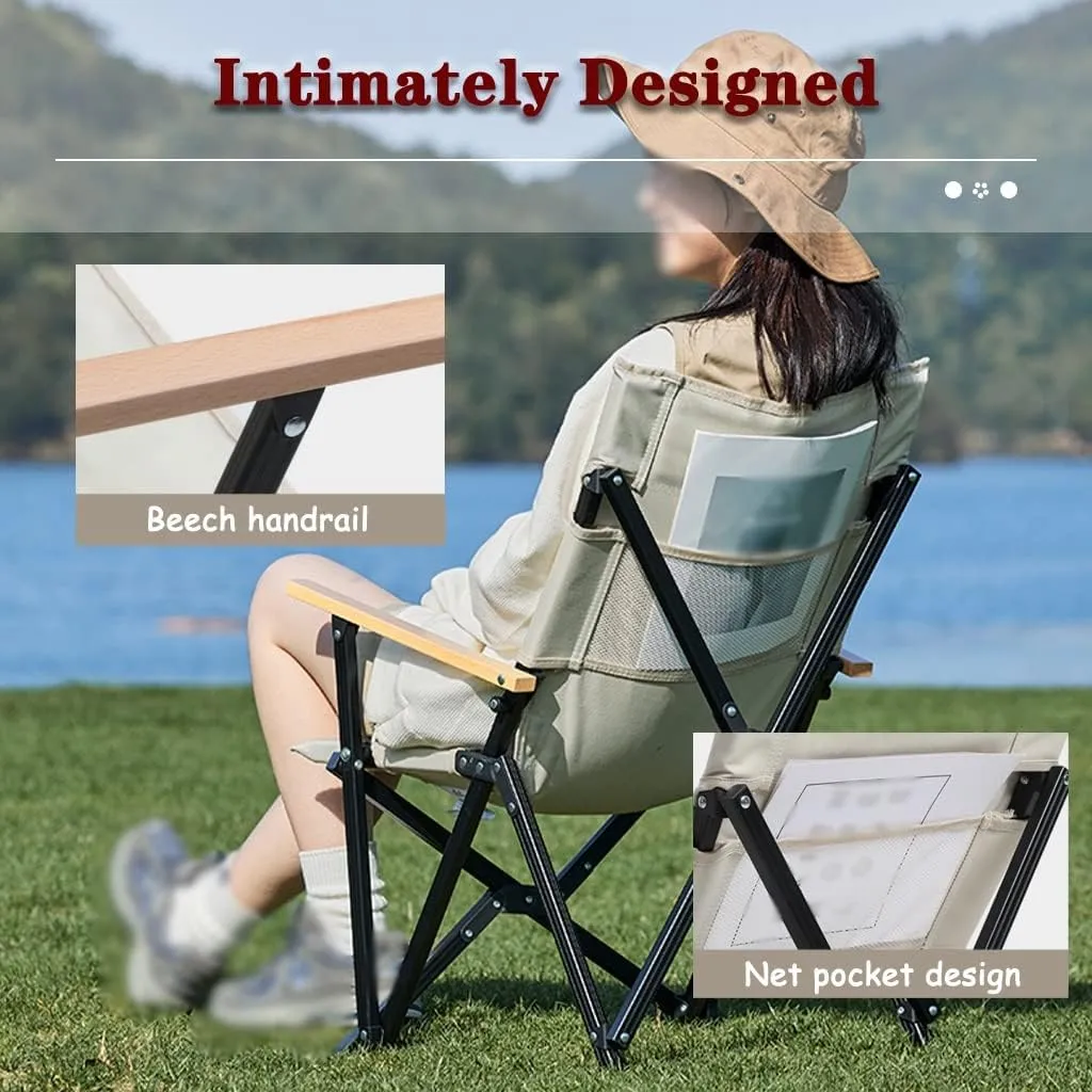 Camping Chair Lounge Chair Portable Aluminum Alloy Outdoor Fishing Chair, Easy to Store Foldable Beach Chair, Heavy Duty Compact Camping Chair, Load Bearing 260lb