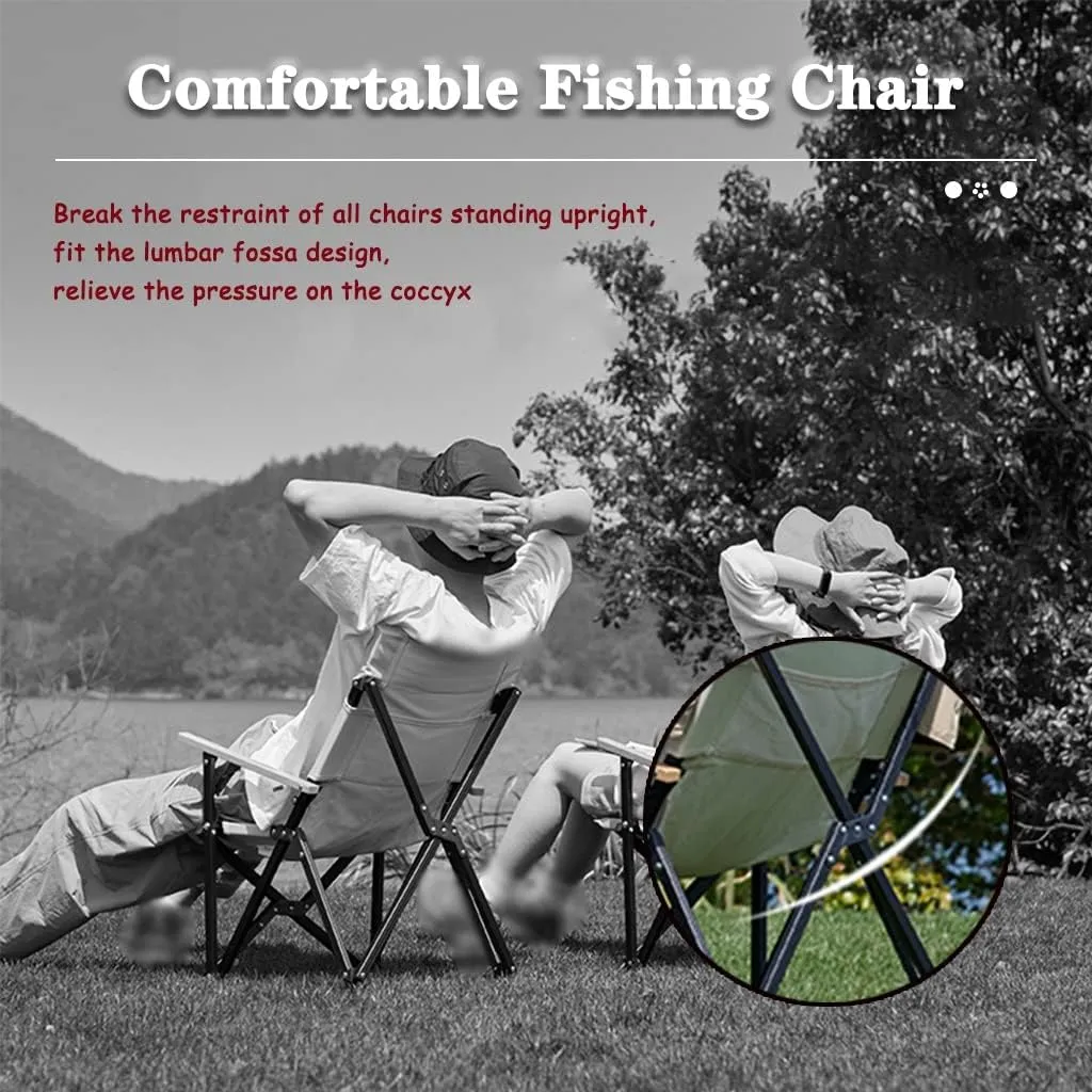 Camping Chair Lounge Chair Portable Aluminum Alloy Outdoor Fishing Chair, Easy to Store Foldable Beach Chair, Heavy Duty Compact Camping Chair, Load Bearing 260lb