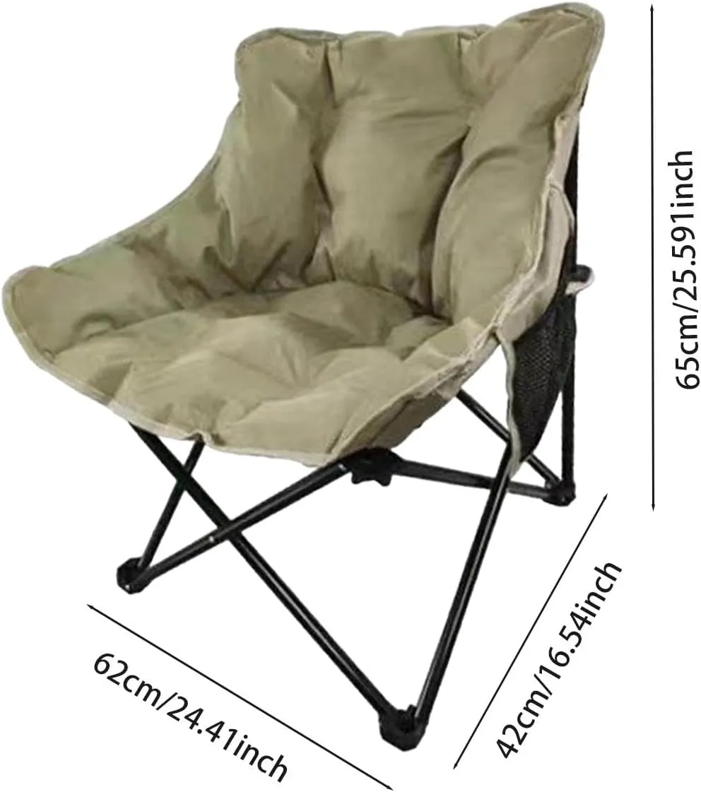 Camping Chair Moon Chair Heavy Duty Sofa Chair Portable Fishing Lounge Chair Foldable Seat for Adults Hiking Outdoor Sports, Khaki