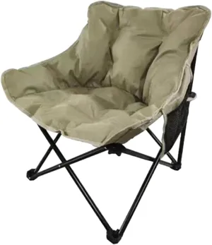 Camping Chair Moon Chair Heavy Duty Sofa Chair Portable Fishing Lounge Chair Foldable Seat for Adults Hiking Outdoor Sports, Khaki