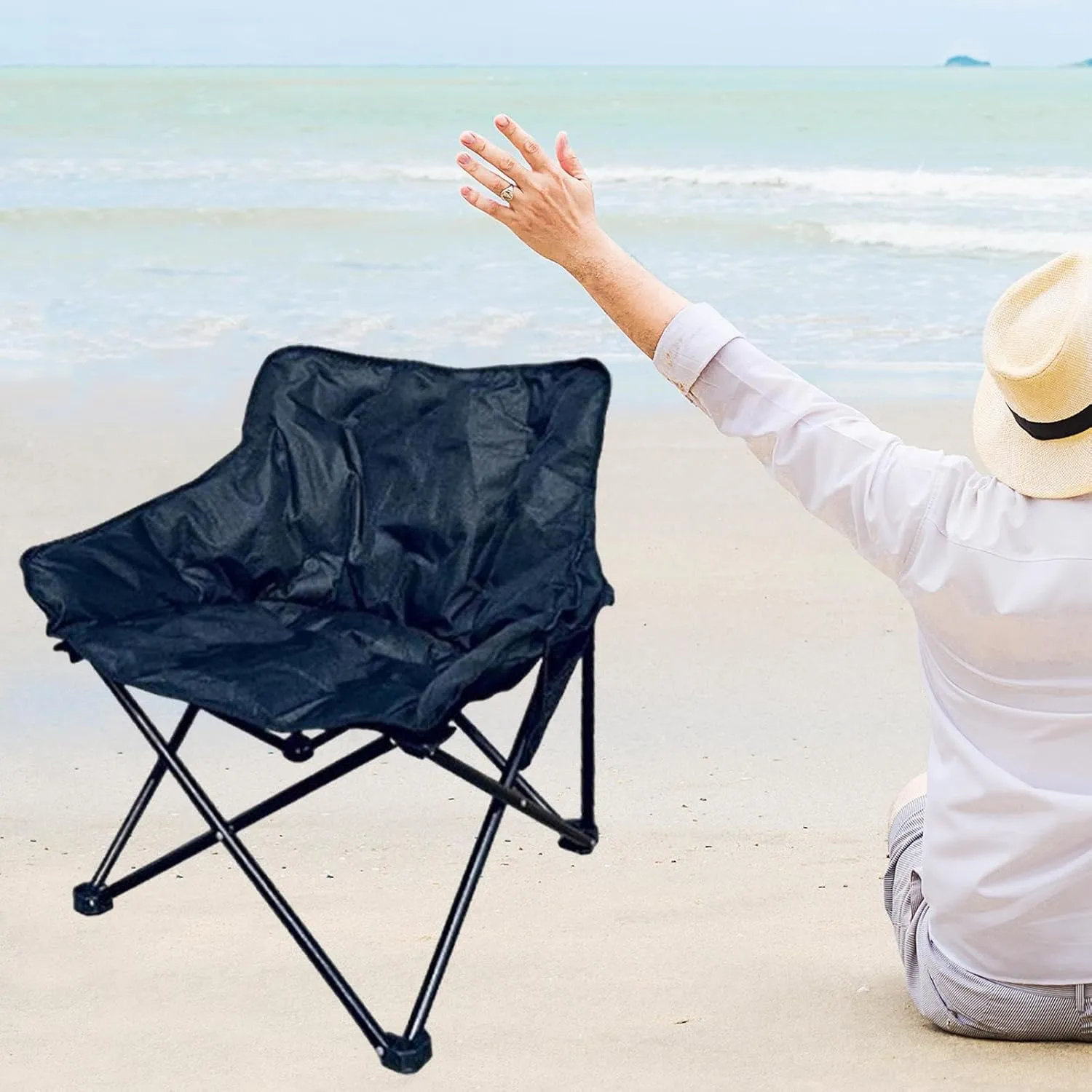 Camping Chair Moon Chair Heavy Duty Sofa Chair Portable Fishing Lounge Chair Foldable Seat for Adults Hiking Outdoor Sports
