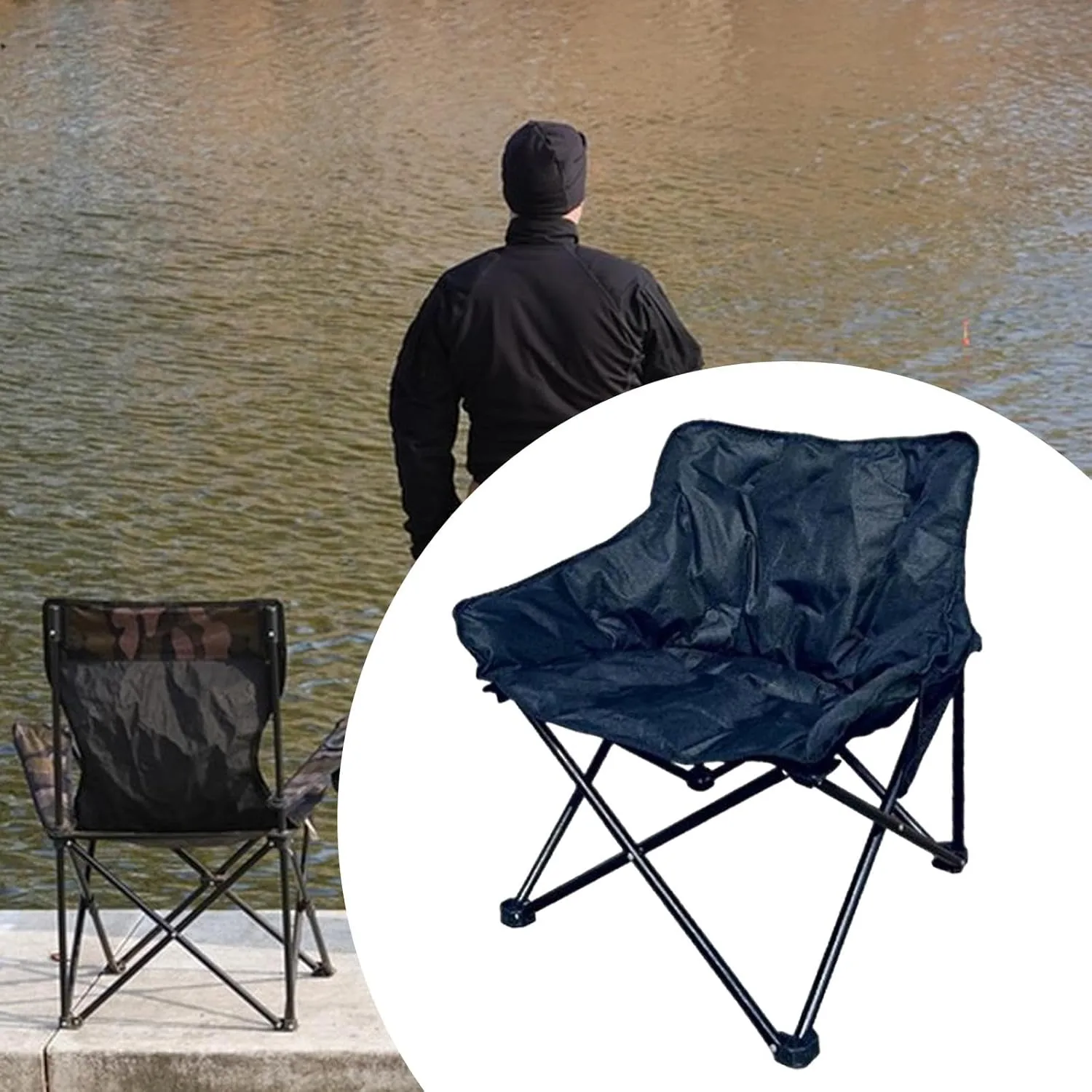 Camping Chair Moon Chair Heavy Duty Sofa Chair Portable Fishing Lounge Chair Foldable Seat for Adults Hiking Outdoor Sports