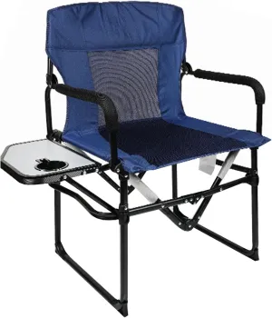 Camping Chair Oversized Lightweight Portable Directors Chair with Side Table for Outdoor Lawn Picnic, Support 440lbs-Blue