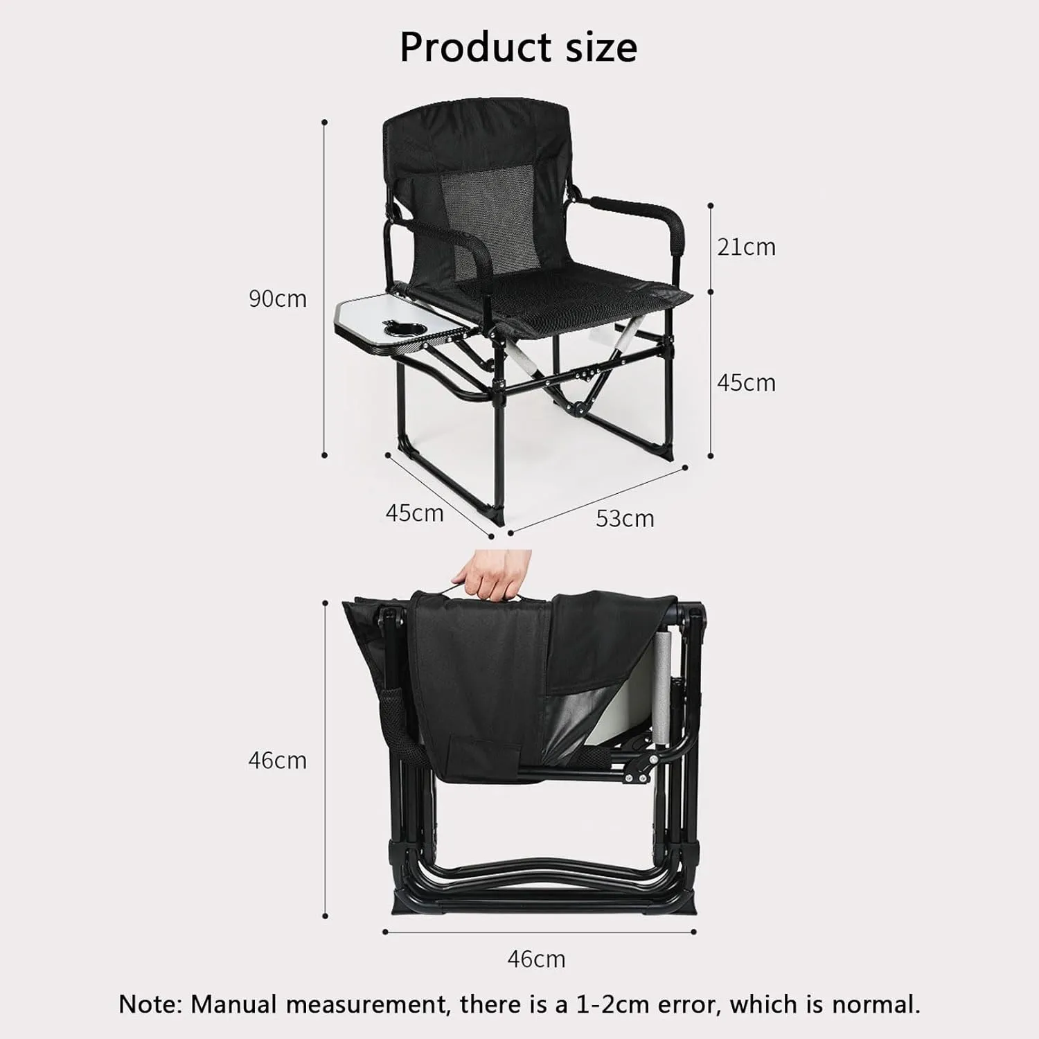 Camping Chair Oversized Lightweight Portable Directors Chair with Side Table for Outdoor Lawn Picnic, Support 440lbs-Blue