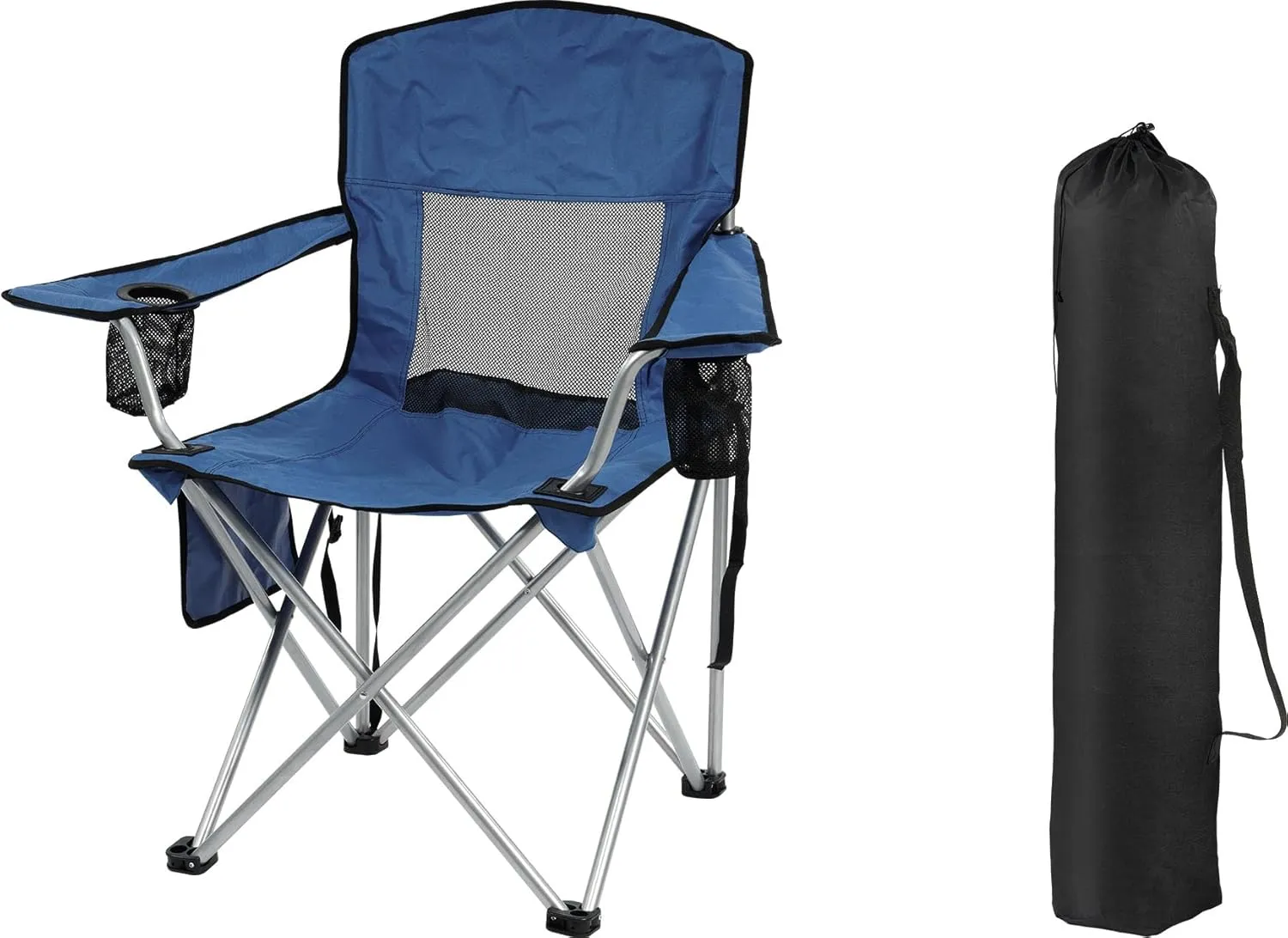 Camping Chair, Portable Folding Outdoor Chair with Armrests, Cup Holder and Carrying Bag, Foldable Chair for Camping, Beach and More