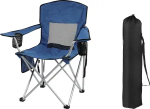 Camping Chair, Portable Folding Outdoor Chair with Armrests, Cup Holder and Carrying Bag, Foldable Chair for Camping, Beach and More