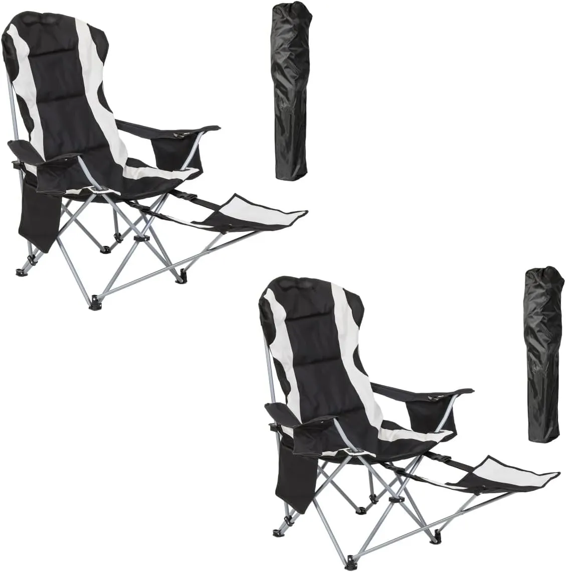 Camping Chair with Footrest, Cooler Bag, Storage Pouch, Cushion - Ideal for Beach Relaxation, Outdoor Dining, Camping Comfort