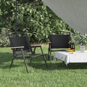 Camping Chairs 2 pcs Black 21.3"x16.9"x23.2" Oxford Fabric,Patio Dining Chairs,Garden Seat,Outdoor Chair for Outdoor Relaxation