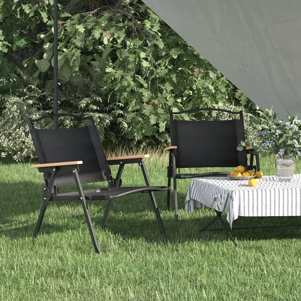 Camping Chairs 2 pcs Black 21.3"x16.9"x23.2" Oxford Fabric,Patio Dining Chairs,Garden Seat,Outdoor Chair for Outdoor Relaxation