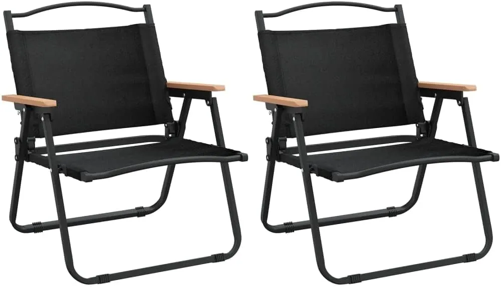 Camping Chairs 2 pcs Black 21.3"x16.9"x23.2" Oxford Fabric,Patio Dining Chairs,Garden Seat,Outdoor Chair for Outdoor Relaxation