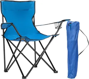 Camping Chairs for Adults Heavy Duty 230Lb Portable Folding Lawn Chair Small Sports Chair with Cup Holder and Outside Bag,Outdoor Fold Up Camp Chair for Beach Patio Hiking Fishing Spectator,Blue