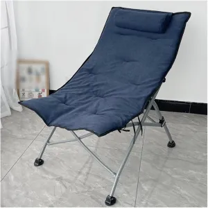 Camping Chairs for Adults, Outdoor Lounge Chairs Folding, Oversize Portable Padded Camp Chair with Metal Frame Pillow Collapsible Lawn Chair with Removable Soft Cush,Blue a