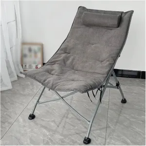 Camping Chairs for Adults, Outdoor Lounge Chairs Folding, Oversize Portable Padded Camp Chair with Metal Frame Pillow Collapsible Lawn Chair with Removable Soft Cushion for Grarden