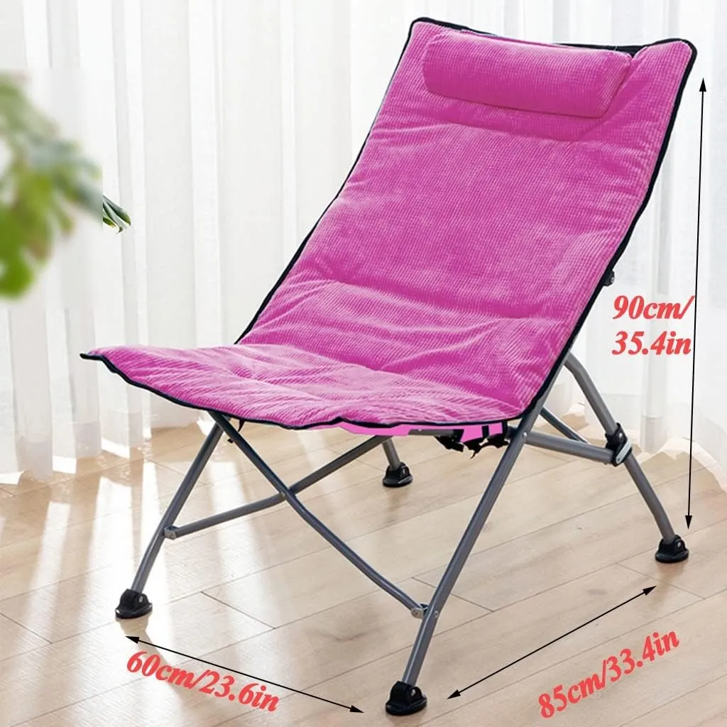 Camping Chairs for Adults, Outdoor Lounge Chairs Folding, Oversize Portable Padded Camp Chair with Metal Frame Pillow Collapsible Lawn Chair with Removable Soft Cushion for Grarden