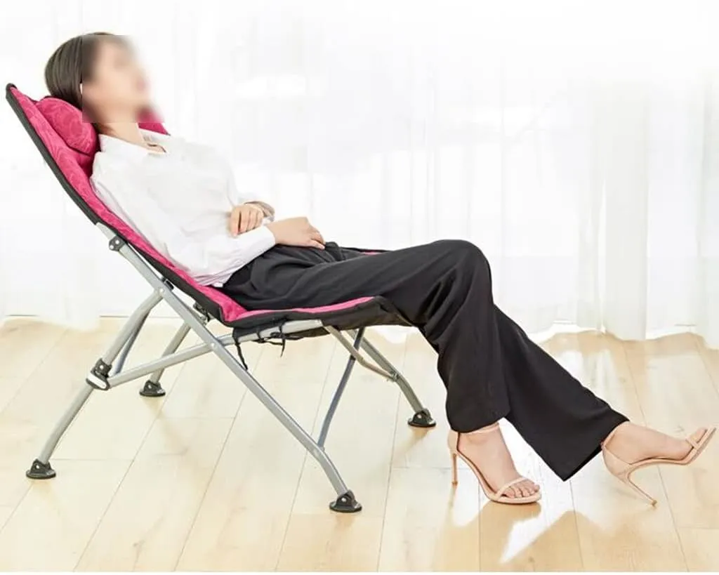 Camping Chairs for Adults, Outdoor Lounge Chairs Folding, Oversize Portable Padded Camp Chair with Metal Frame Pillow Collapsible Lawn Chair with Removable Soft Cushion for Grarden
