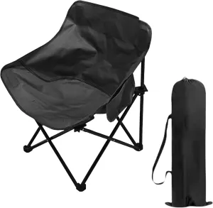 Camping Chairs, Lawn Chair, Folding Camping Chairs,Chairs for Outside, Beach Moon Camp Chairs, Suitable for Outdoors Fishing, Hiking, Backpacking, Picnic, Beach, Travel, Weight Bearing 400lbs (Black)