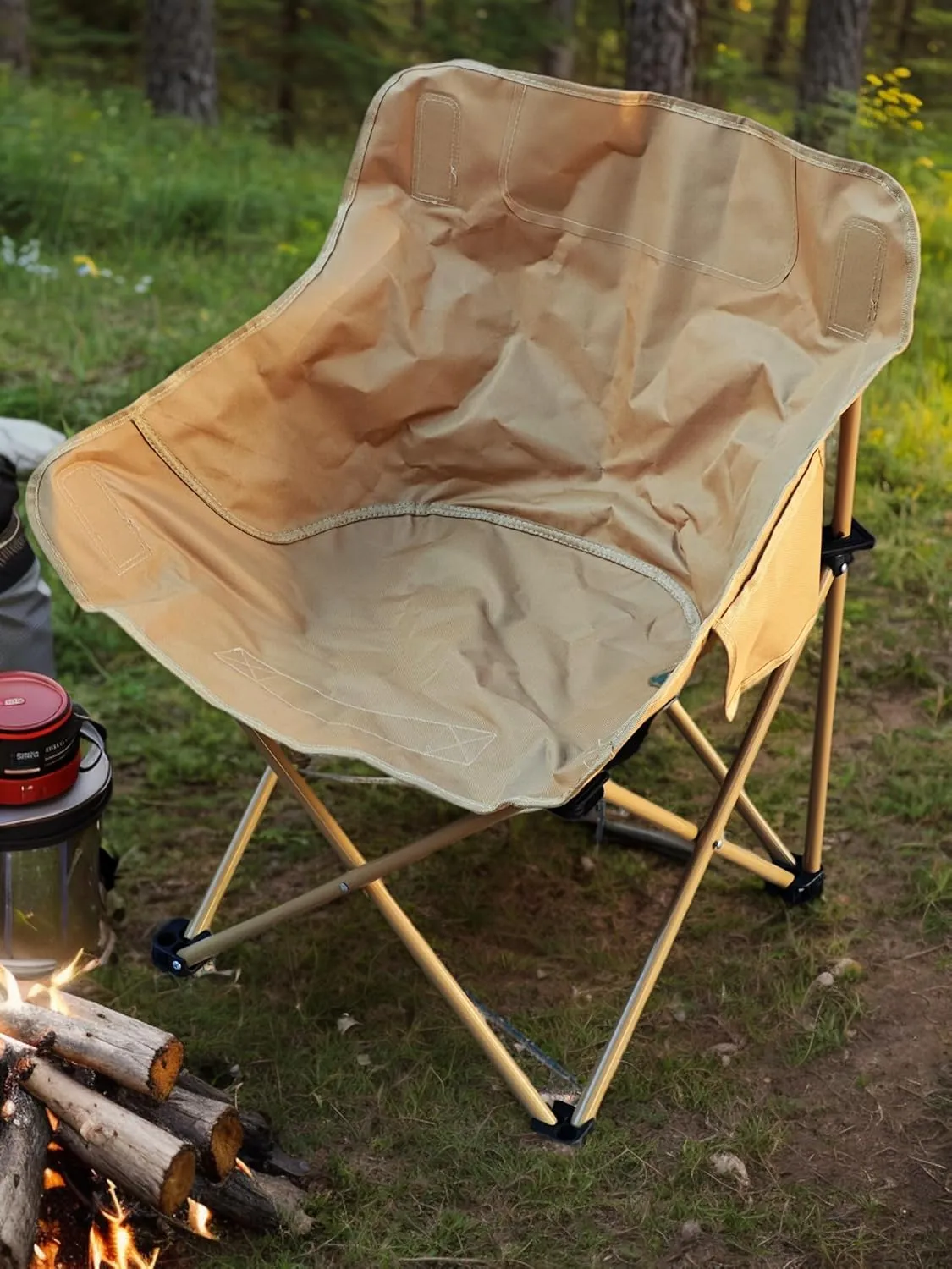 Camping Chairs, Lawn Chair, Folding Camping Chairs,Chairs for Outside, Beach Moon Camp Chairs, Suitable for Outdoors Fishing, Hiking, Backpacking, Picnic, Beach, Travel, Weight Bearing 400lbs (Black)