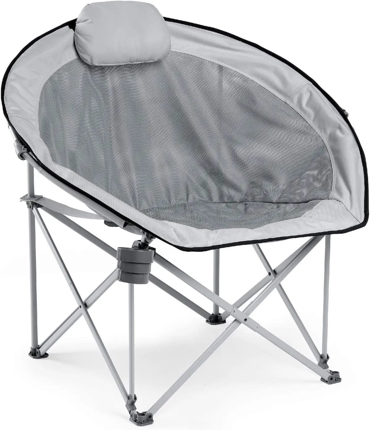 Camping Chairs Oversized Folding Padded Round Mesh Chair, with Carry Bag & Cup Holder, for Fishing, Camping, Beach