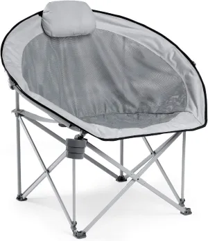 Camping Chairs Oversized Folding Padded Round Mesh Chair, with Carry Bag & Cup Holder, for Fishing, Camping, Beach
