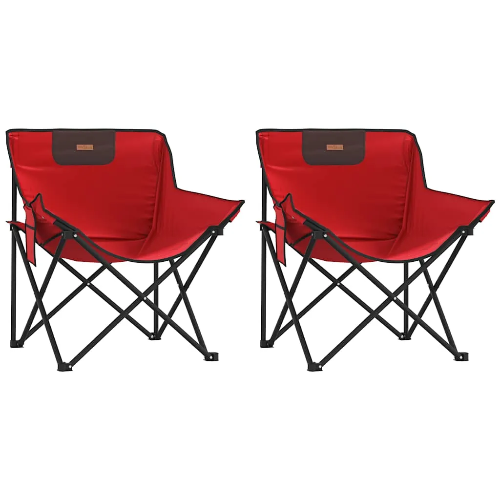 Camping Chairs with Pocket Foldable 2 pcs Red