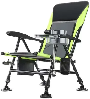 Camping Chairs,Multifunctional Outdoor Fishing Chair Beach Chair Foldable Fishing Chair Recliner Four-Leg Adjustable Portable Fishing Chair/D/Light Grey