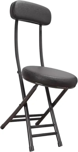 Camping Folded Chair Cushioned Folding Stool Compact Portable Metal Frame with Back Rest for Gardening Lawn Dining Room Patio, Black