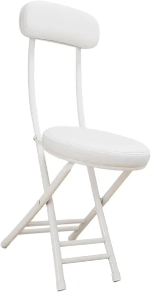Camping Folded Chair Padded Folding Stool Portable Easy to Use Sturdy Seat with Back for Gardening Patio Outdoor Garage Cafe, White