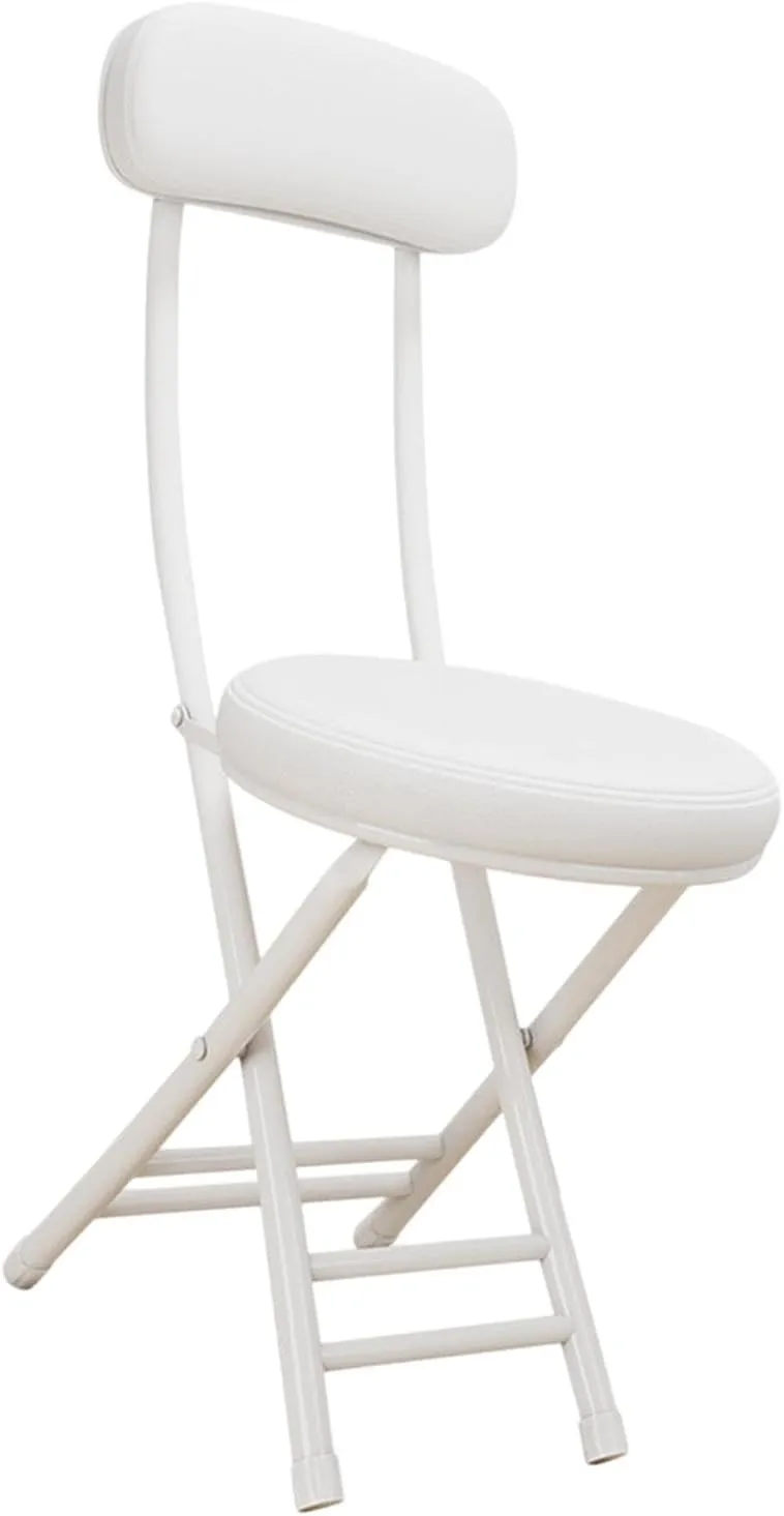 Camping Folded Chair Padded Folding Stool Portable Easy to Use Sturdy Seat with Back for Gardening Patio Outdoor Garage Cafe, White