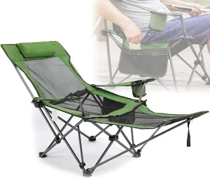 Camping Folding Chair Oversized for Outdoor Heavy Duty Foldable Camp Chair Outside for Adults, with Cup Bag and Storage Bag,Green mesh