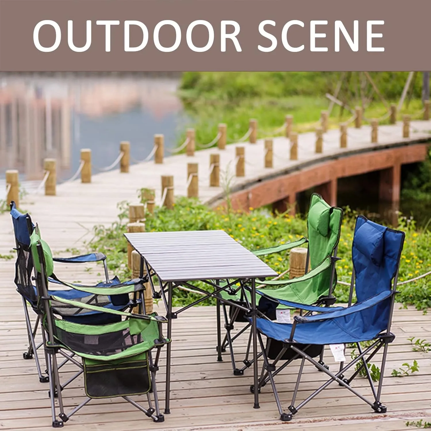 Camping Folding Chair Oversized for Outdoor Heavy Duty Foldable Camp Chair Outside for Adults, with Cup Bag and Storage Bag,Green mesh